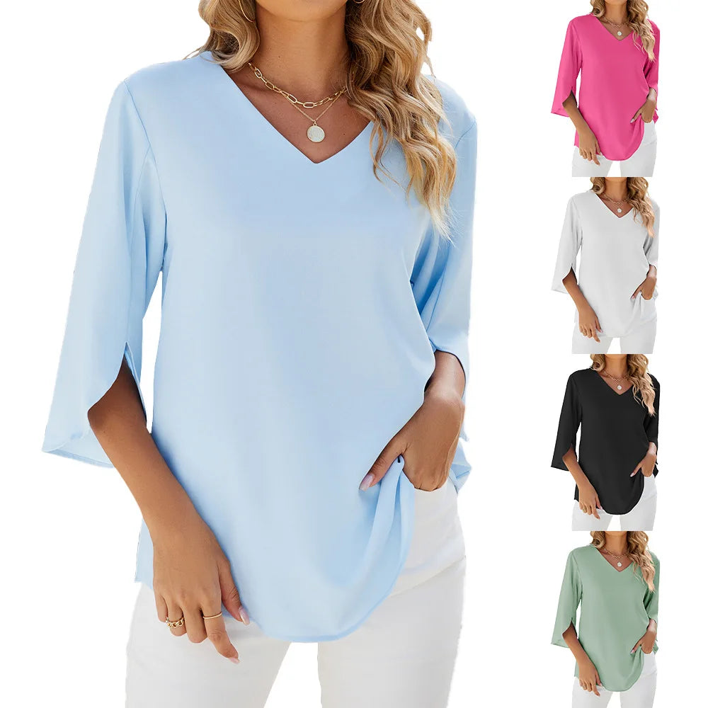 Sabine™ Bluse mit V-Ausschnitt